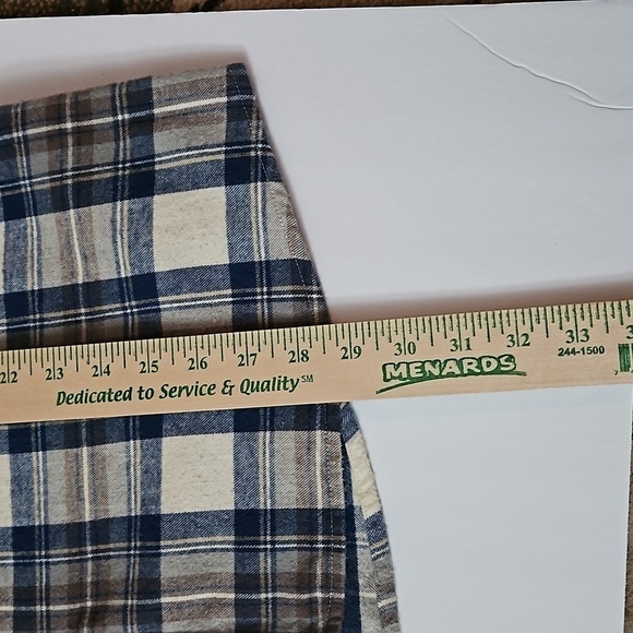 L L Beam Plaid Fannel Button down Shirt sz L Blur Brown Cream Pre-owned - Picture 7 of 7